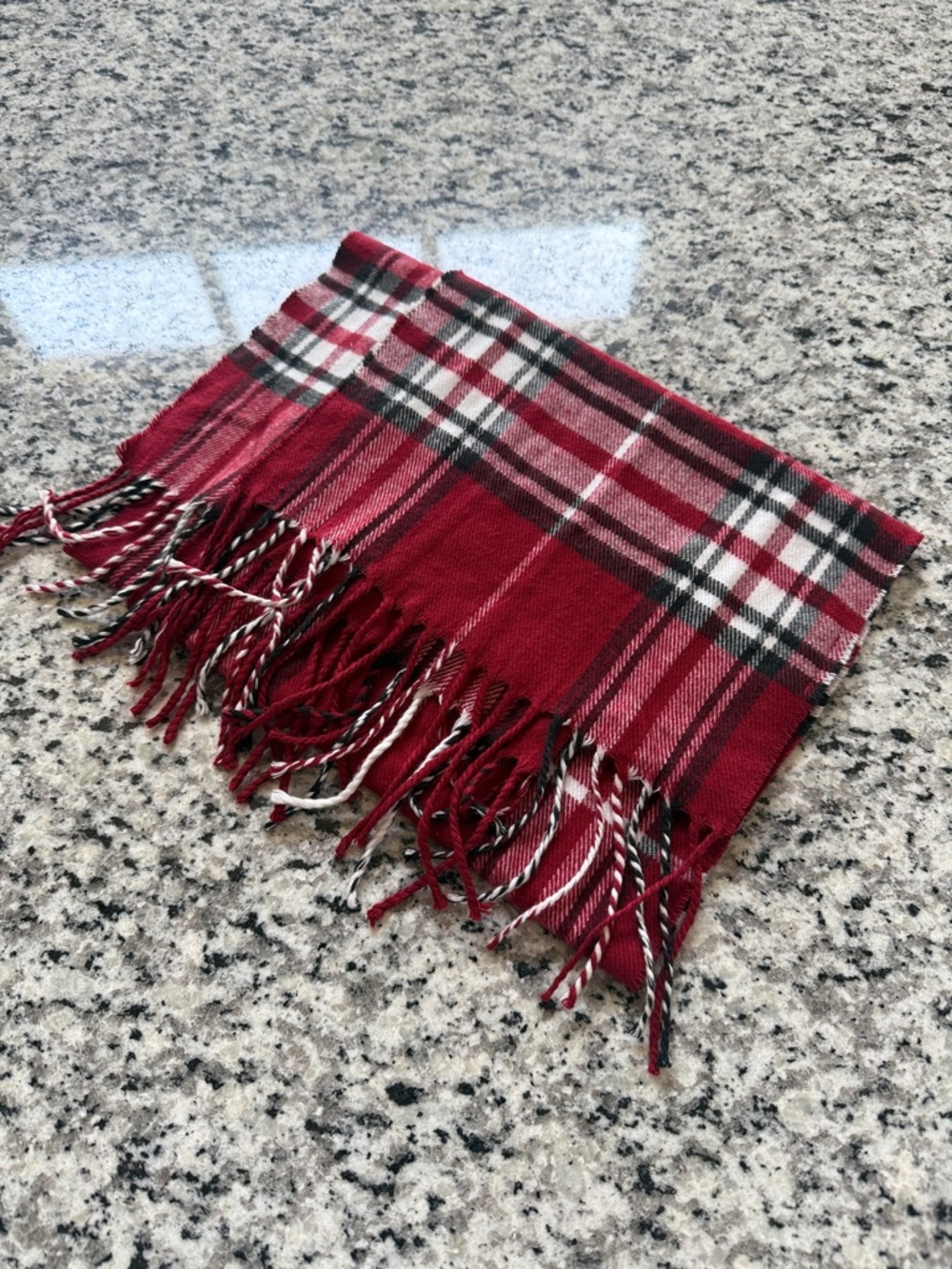 Red Plaid Fringe Scarf